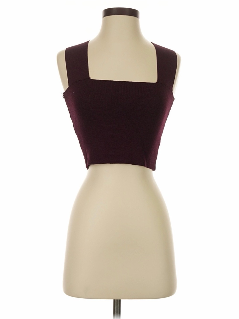 Square Neck Cropped Tank Top in Maroon